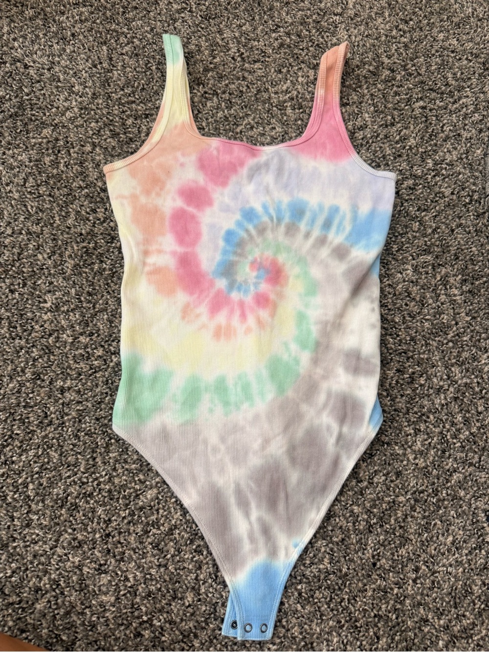 Abercrombie Tie-Dye Ribbed One-Piece Bodysuit - Pastel Spiral